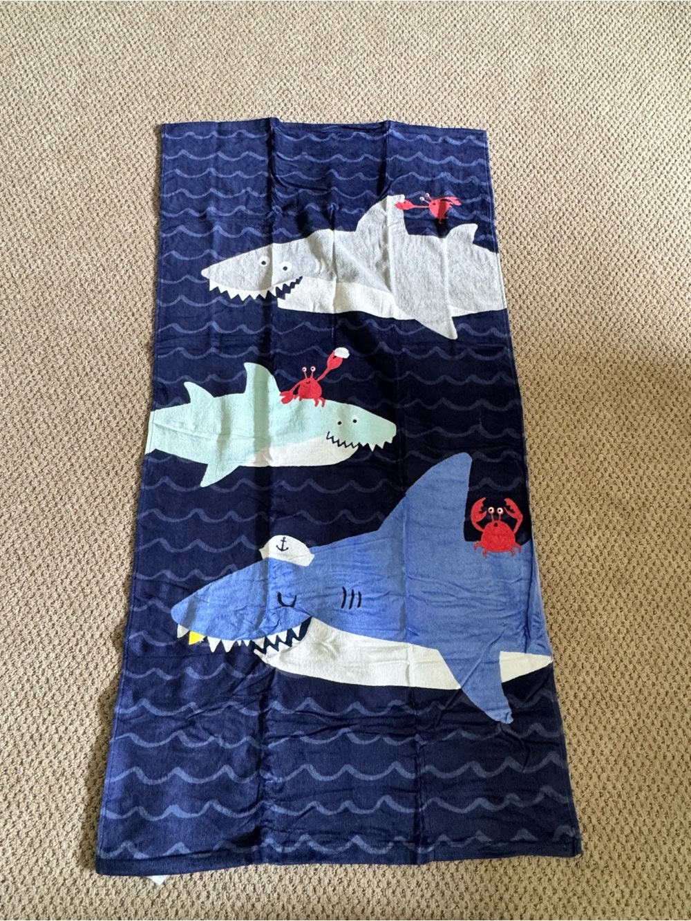Pottery Barn Kids Light Gray Shark Bath Towel - Picture 2 of 5
